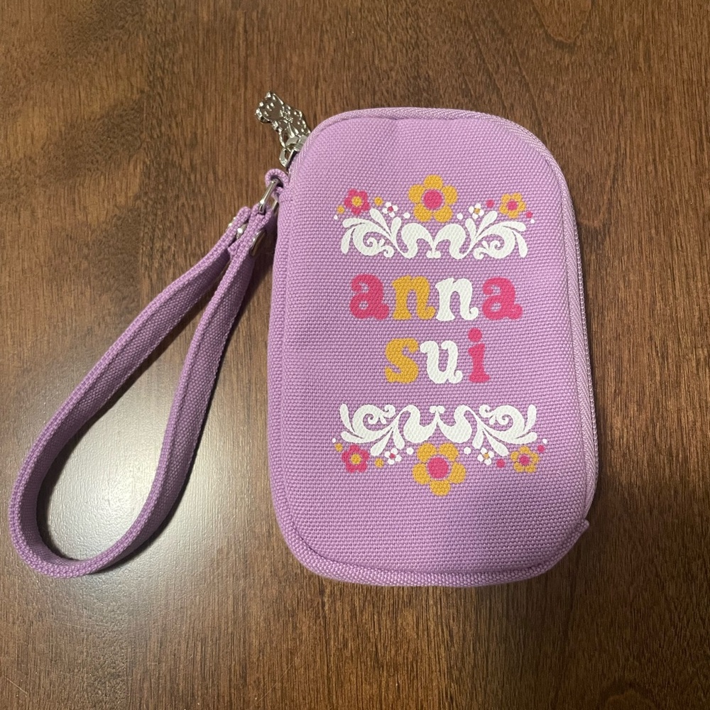 Brand New - Anna Sui Lavender Floral Canvas Tote with wristlet - Picture 2 of 9